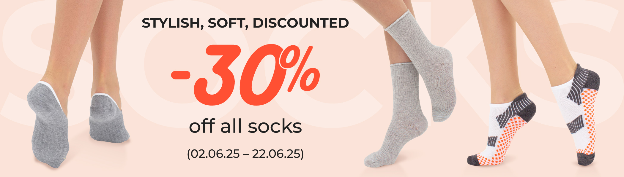 30% off all socks
