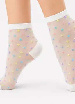 Heart print socks WS2 CRISTAL 075 (white) Heart print socks WS2 CRISTAL 075 (white)