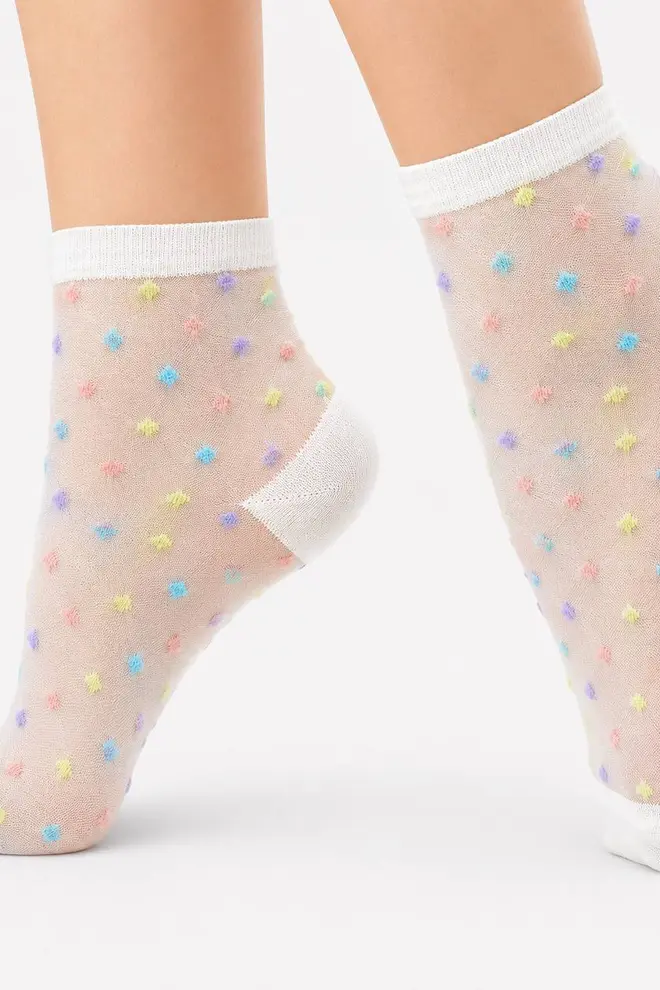 Heart print socks WS2 CRISTAL 075 (white)