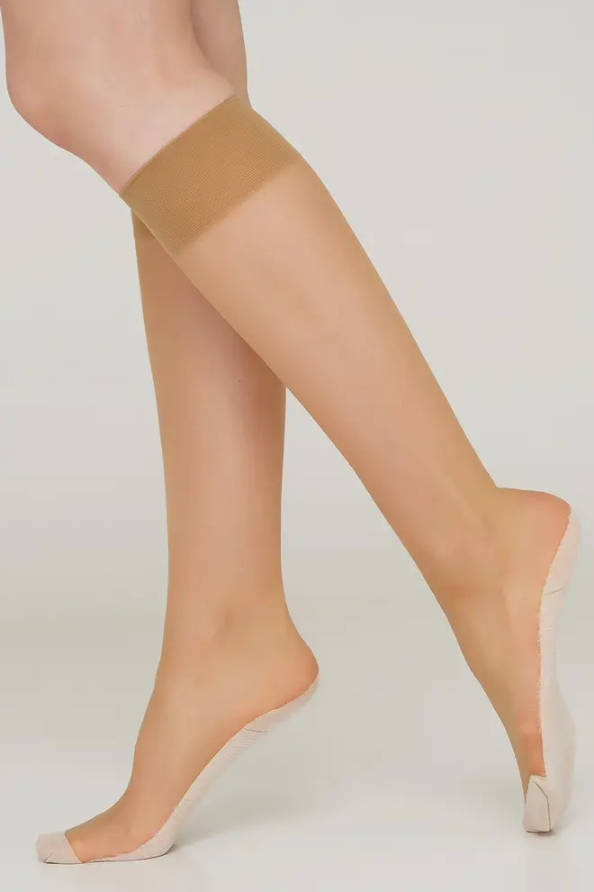 Nylon-Kniestrümpfe mit Baumwoll-Fußteil Footies Style Knee-High (Daino)
