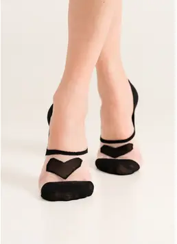 Transparent footies with heart WF1 CRISTAL 004, black
