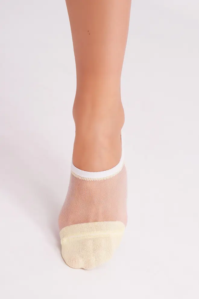 Socken mit transparenter Einsätzen WS0 CRISTAL 001 light yellow