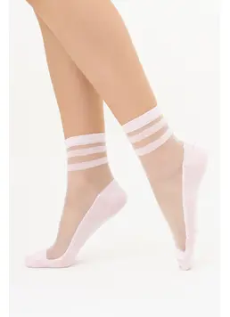 Transparent socks with stripes WS2 CRISTAL 073 (blushing bride)