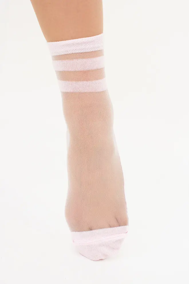 Transparent socks with stripes WS2 CRISTAL 073 (blushing bride)
