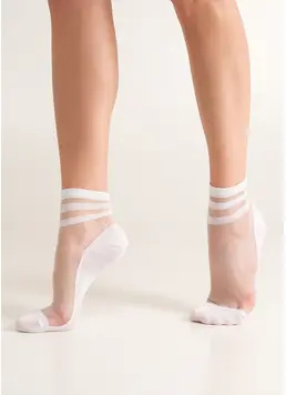 Transparent socks with stripes WS2 CRISTAL 073 (white) Transparent socks with stripes WS2 CRISTAL 073 (white)