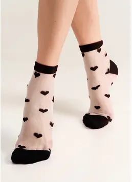 Heart print socks WS2 CRISTAL 074 black