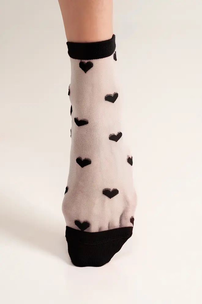Heart print socks WS2 CRISTAL 074 black