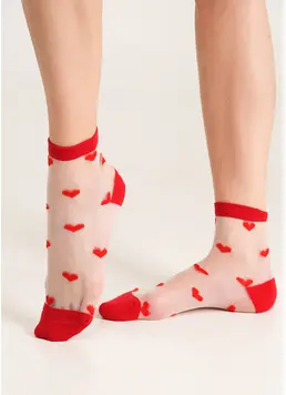 Heart print socks WS2 CRISTAL 074 red Heart print socks WS2 CRISTAL 074 red