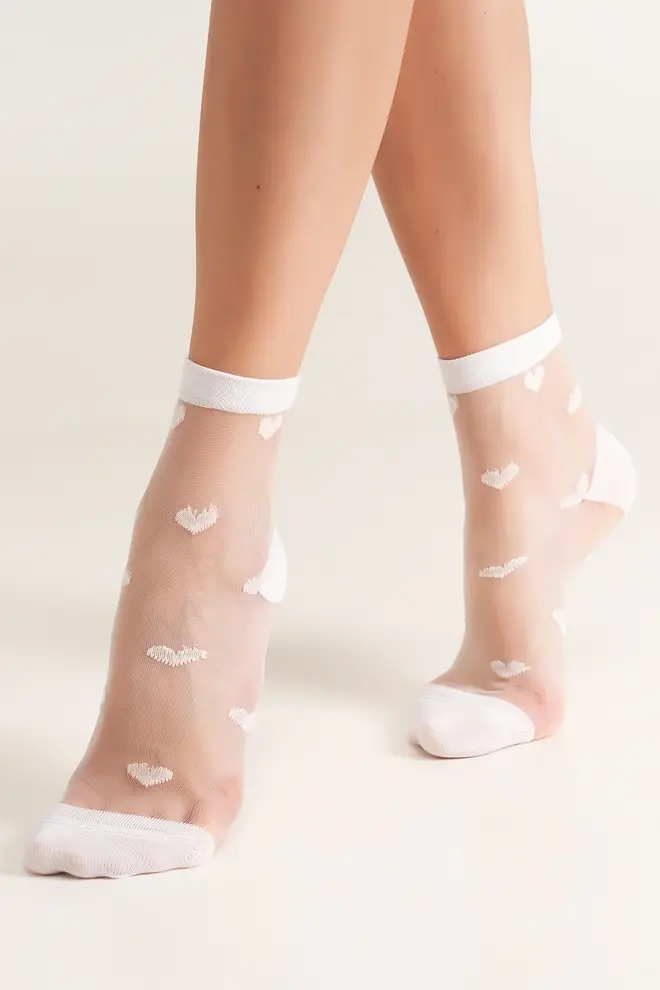 Heart print socks WS2 CRISTAL 074 white