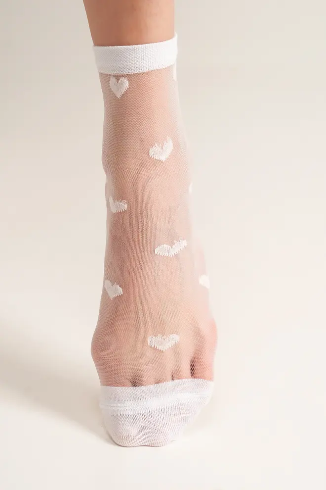 Heart print socks WS2 CRISTAL 074 white