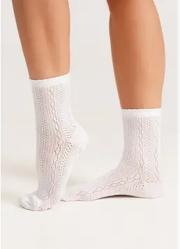 High openwork socks WS3 AIR 002 bianco