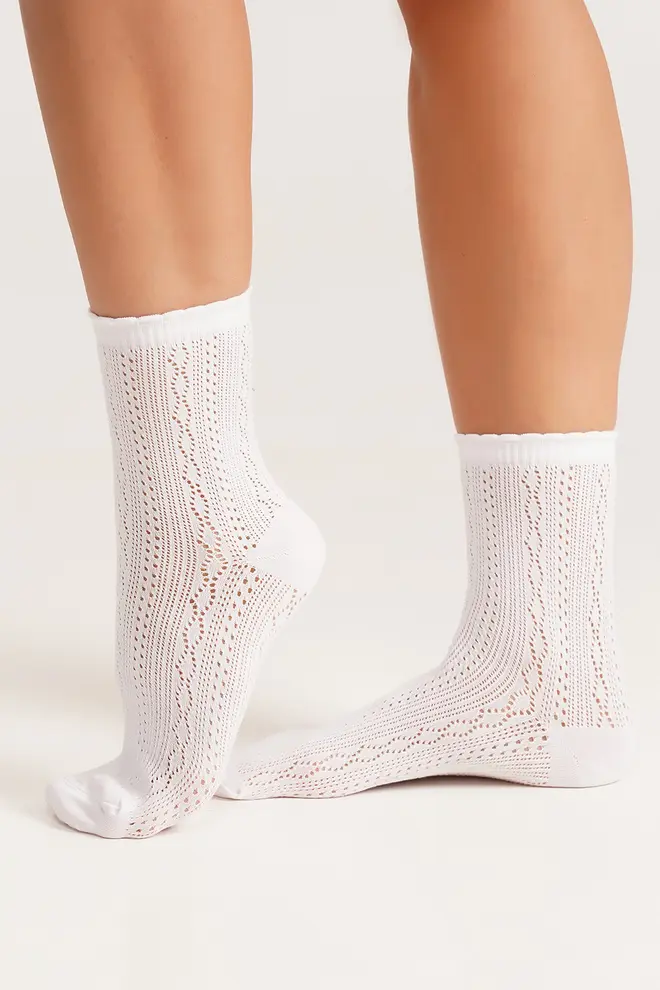 High openwork socks WS3 AIR 002 bianco