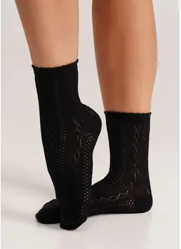 High openwork socks WS3 AIR 002 nero 