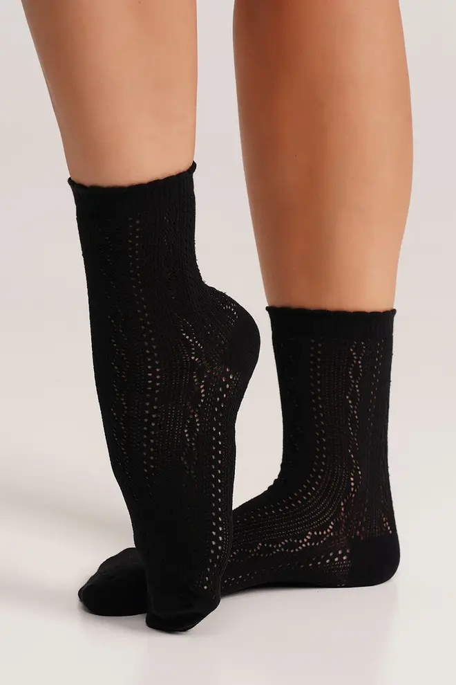 High openwork socks WS3 AIR 002 nero