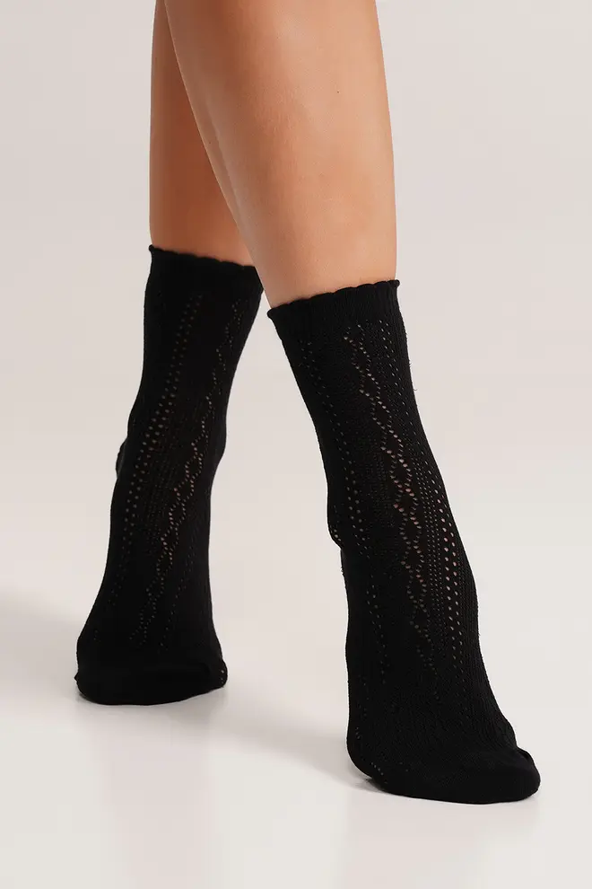 High openwork socks WS3 AIR 002 nero