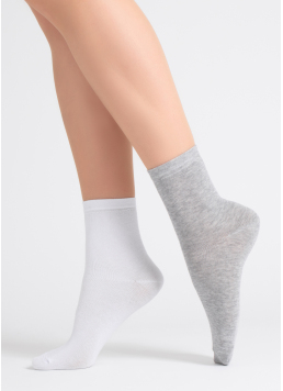 2 Pack Cotton High Socks WS3 CLASSIC (light grey melange/white)