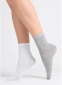 2 Pack Hohe socken aus Baumwolle WS3 CLASSIC (light grey melange/white)