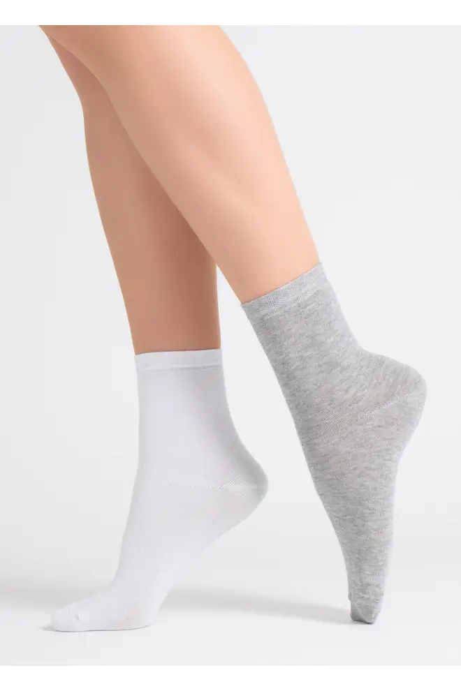 2 Pack Hohe socken aus Baumwolle WS3 CLASSIC (light grey melange/white)
