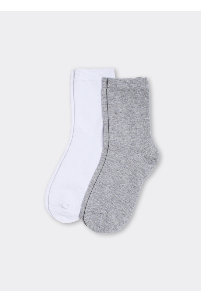 2 Pack Hohe socken aus Baumwolle WS3 CLASSIC (light grey melange/white)