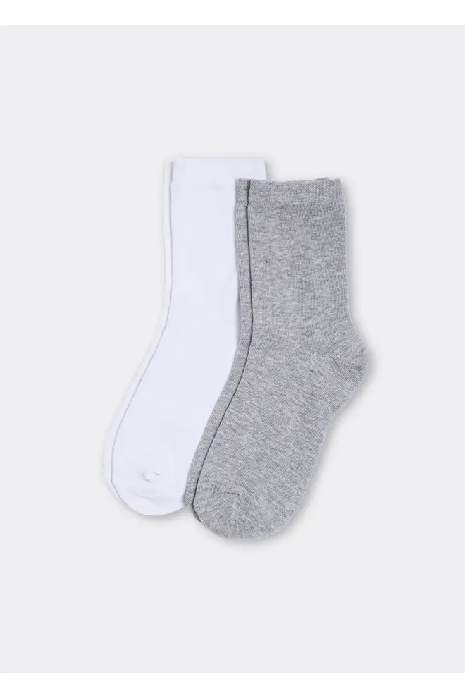 2 Pack Hohe socken aus Baumwolle WS3 CLASSIC (light grey melange/white)