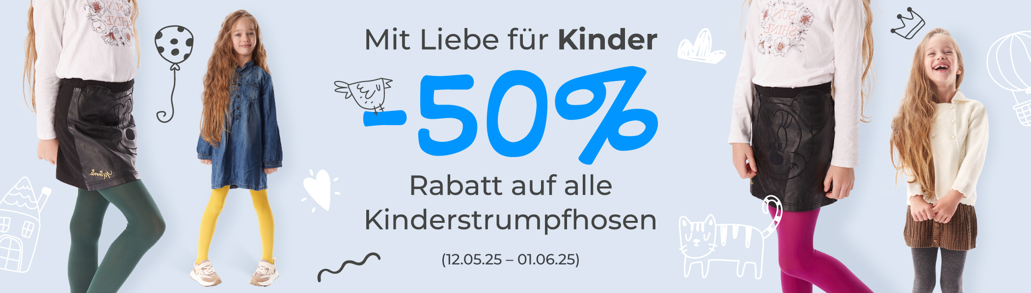 50 % Rabatt auf alle Kinderstrumpfhosen
