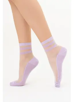 Transparente Socken mit Streifen WS2 CRISTAL 073 (lilac) Transparente Socken mit Streifen WS2 CRISTAL 073 (lilac)