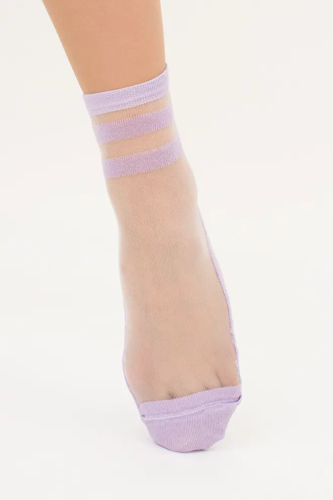 Transparente Socken mit Streifen WS2 CRISTAL 073 (lilac)