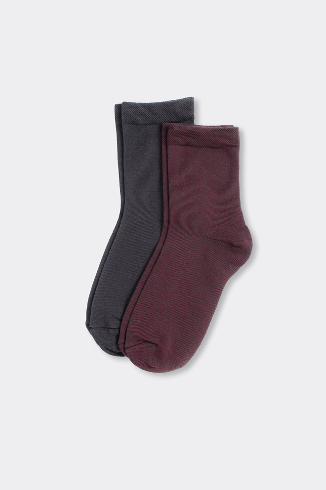2 Pack Hohe socken aus Baumwolle WS3 CLASSIC (marsala/iron)