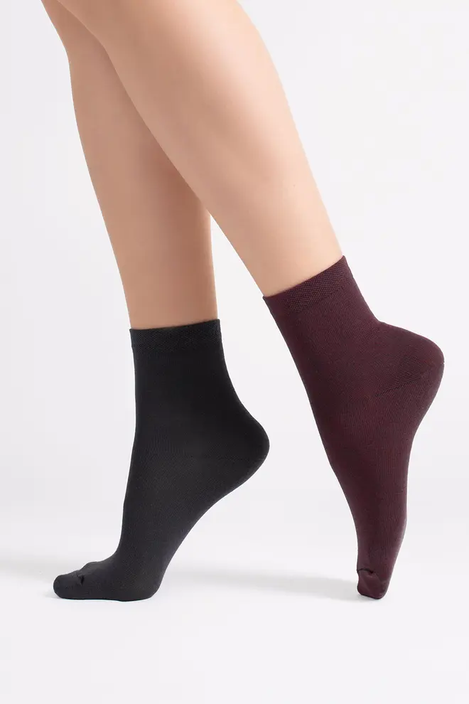 2 Pack Hohe socken aus Baumwolle WS3 CLASSIC (marsala/iron)