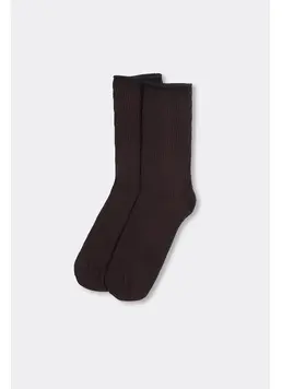Hoche gerippte Damensocken WS4 RIB (chocolate)