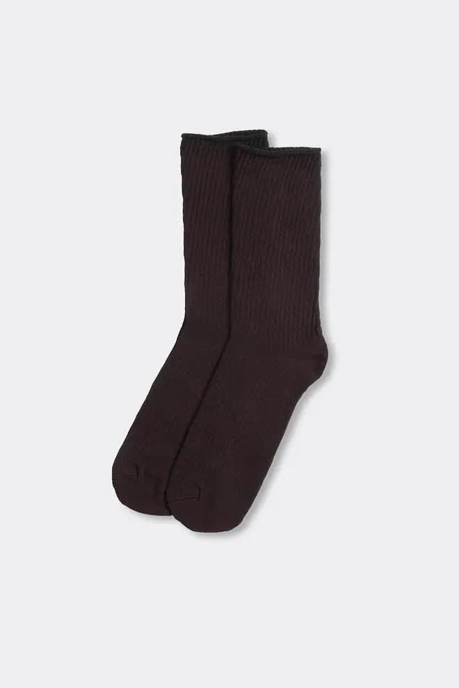 Hoche gerippte Damensocken WS4 RIB (chocolate)