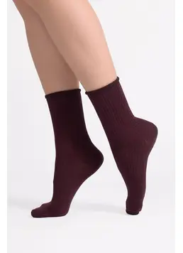 Hoche gerippte Damensocken WS4 RIB (marsala)