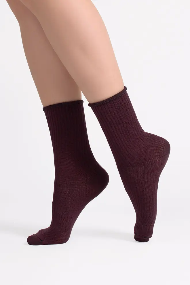 Hoche gerippte Damensocken WS4 RIB (marsala)