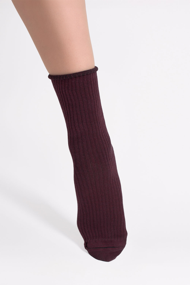 Hoche gerippte Damensocken WS4 RIB (marsala)