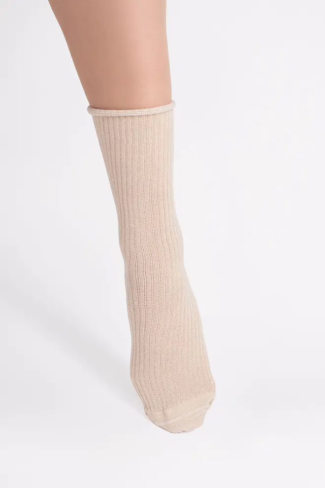 Hoche gerippte Damensocken WS4 RIB (sand)