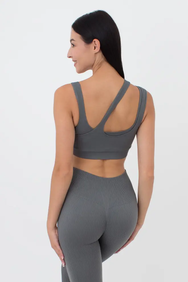 Nahtloses Top mit asymmetrischen Trägern TOP RIB CO (graphite)