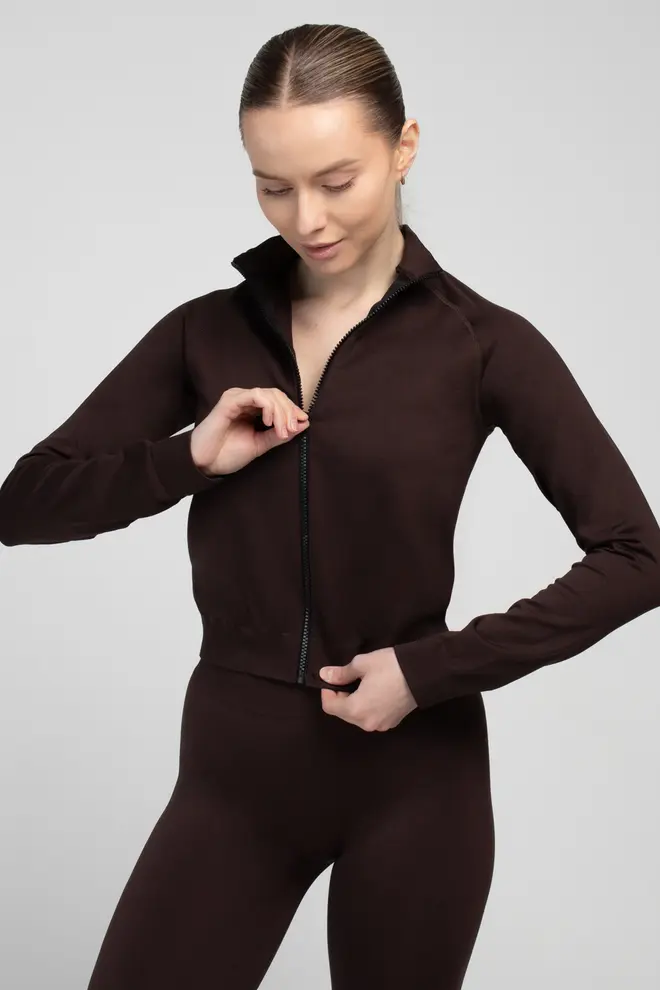 Langarmshirt mit Reißverschluss JACKET (hot chocolate)