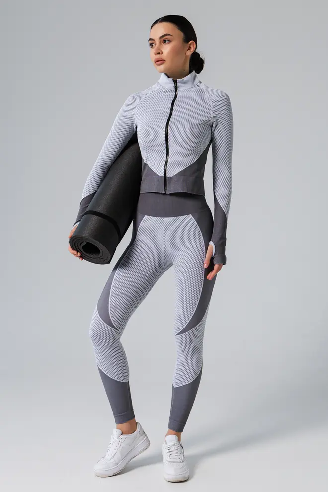 Sportleggings LEGGINGS SPORT FIT in Weiß/Grau