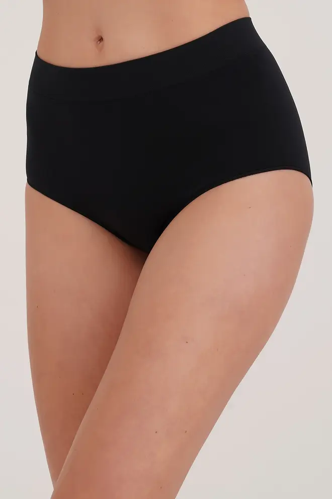 Seamless high-waisted midi briefs MIDI BRIEFS COLOR (black)