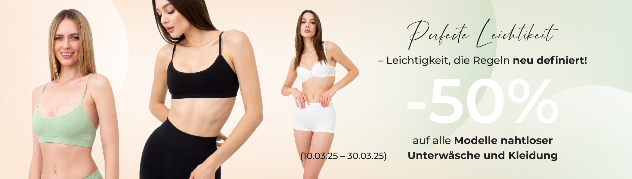 -50 % auf nahtlose Kleidung