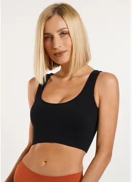 Seamless Ribbed Top with Wide Straps TOP RIB (black)