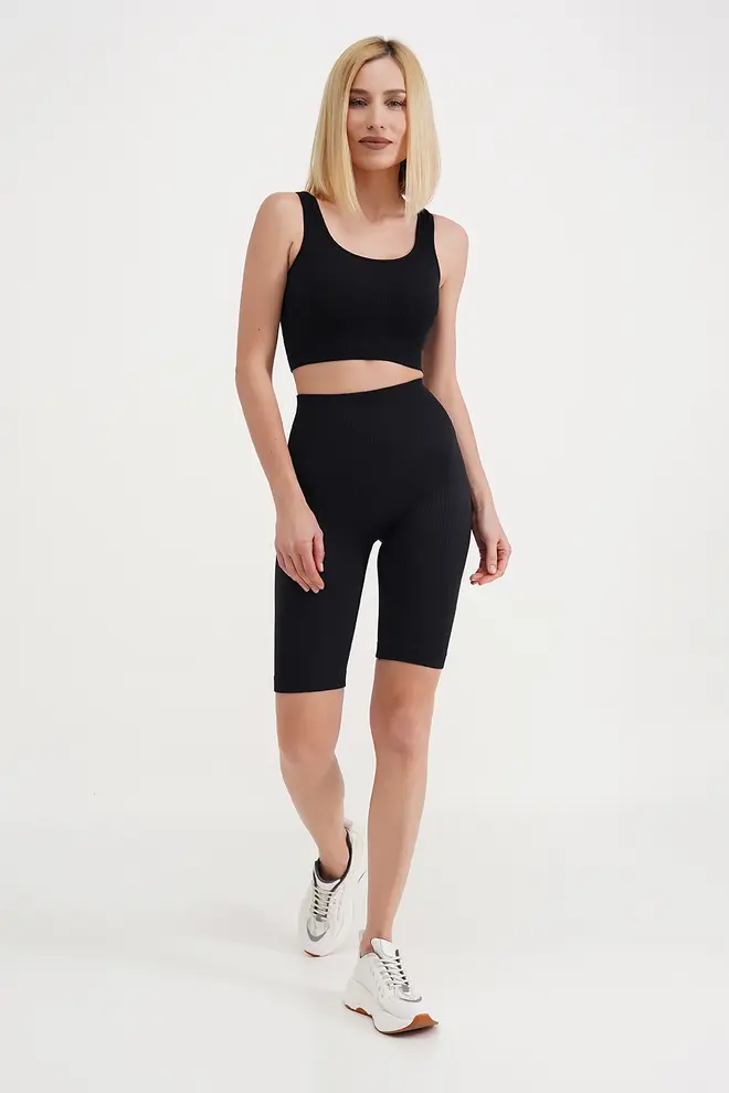 Ripp-Radlerhosen mit Push-up-Effekt TRACKS RIB SHAPE (black)