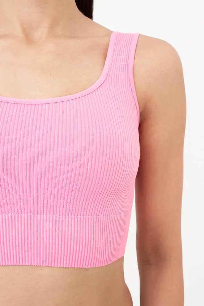 Seamless Ribbed Top with Wide Straps TOP RIB (rosa pink)