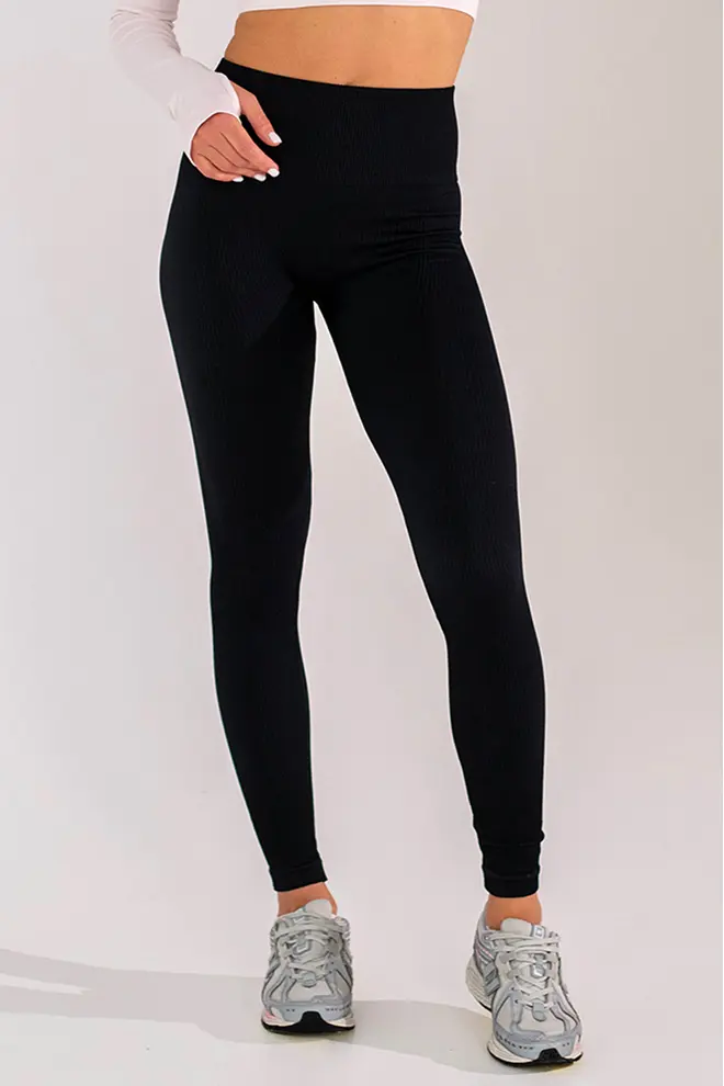Ribbed Leggings FLEXING LEGGINGS POWER Flexit (Black)