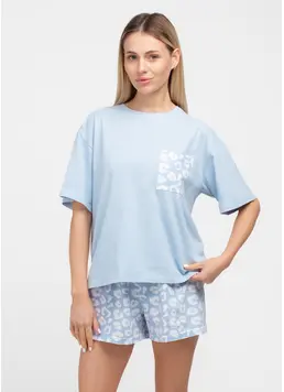 Pyjama mit Leopardenmuster COTTON BLOOM 6132/010 (ballad blue/ballad blue leo)