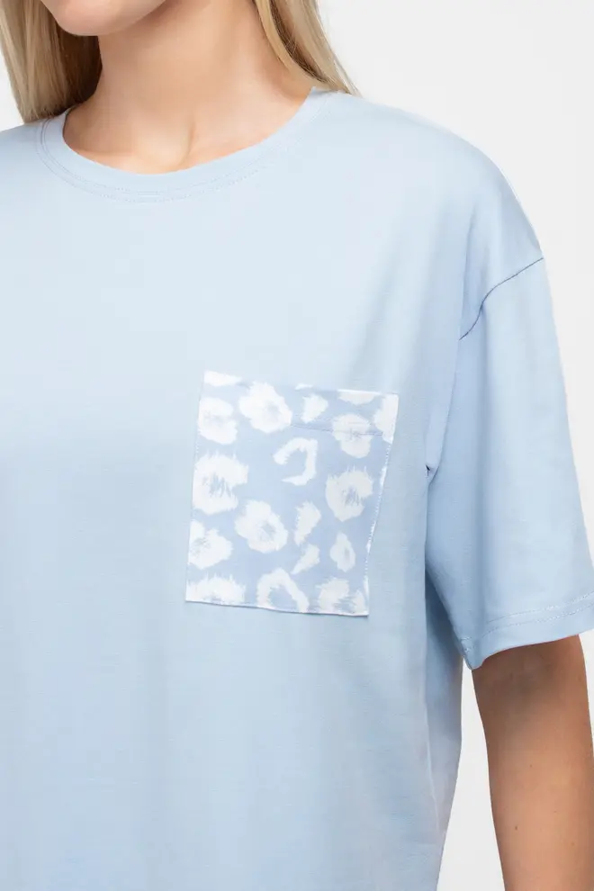 Pyjama mit Leopardenmuster COTTON BLOOM 6132/010 (ballad blue/ballad blue leo)