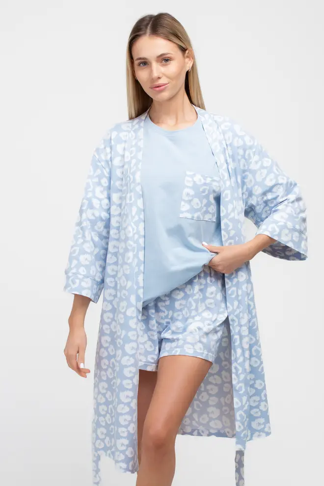 Pyjama mit Leopardenmuster COTTON BLOOM 6132/010 (ballad blue/ballad blue leo)