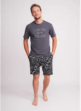 Men’s cotton shorts COUNTRY PRINT 9002/010 abstract print (black) Men’s cotton shorts COUNTRY PRINT 9002/010 abstract print (black)