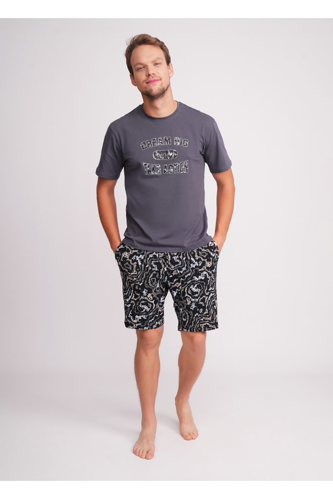 Herren-Shorts aus Baumwolle COUNTRY PRINT 9002/010 abstrakter Print (schwarz)