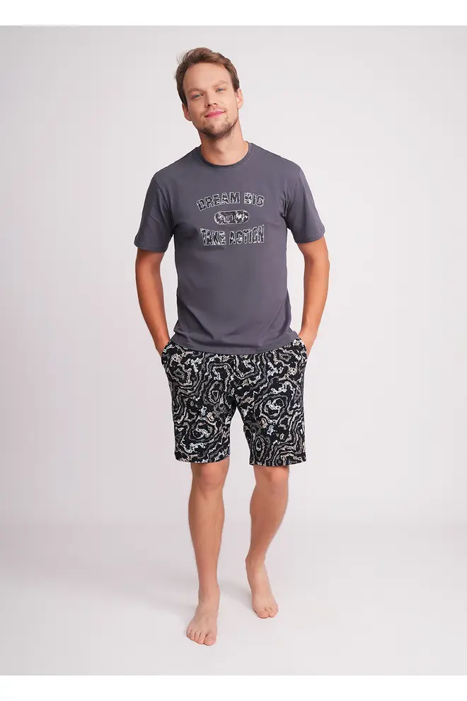 Herren-Shorts aus Baumwolle COUNTRY PRINT 9002/010 abstrakter Print (schwarz)